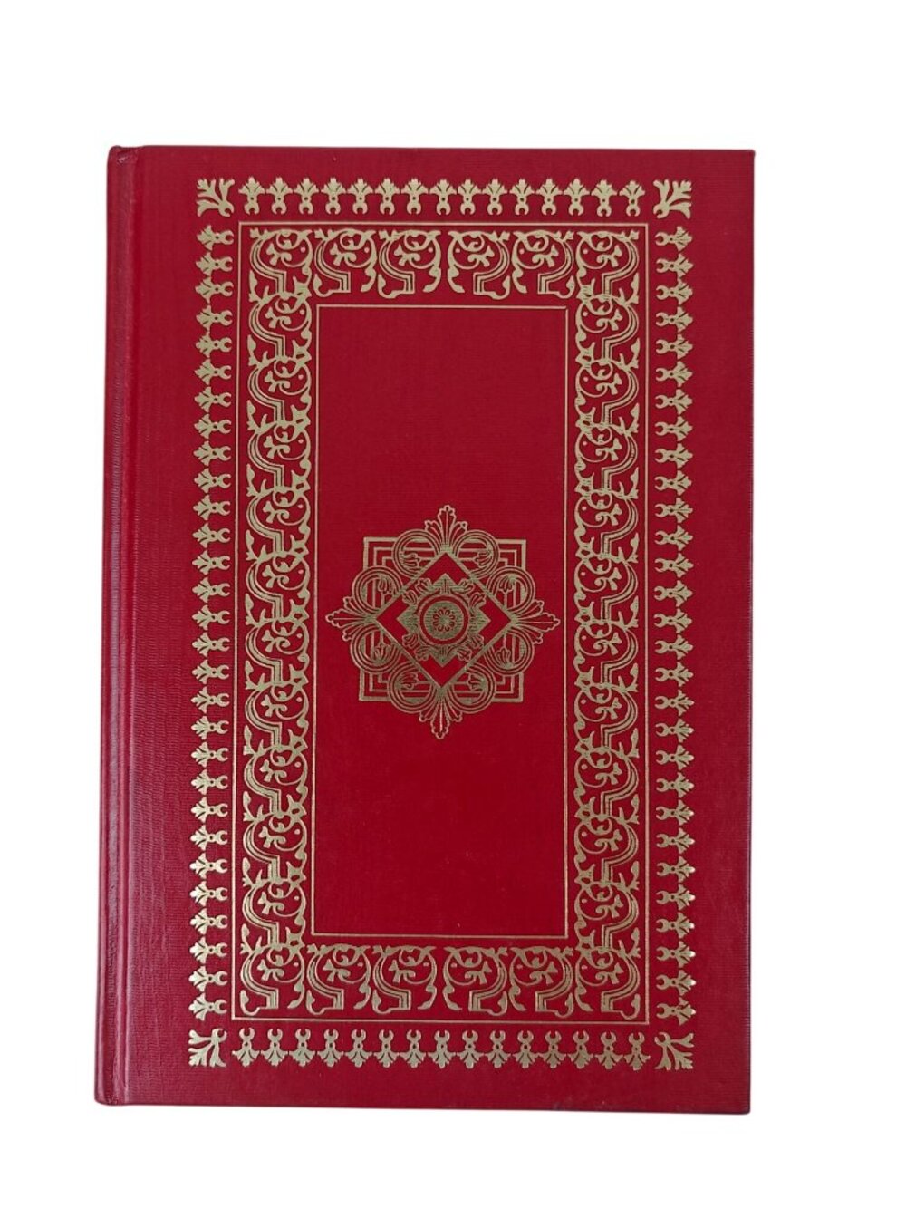 Vintage Anything Book Red Blank Journal Hardcover Gold Border Diary Notebook 80s